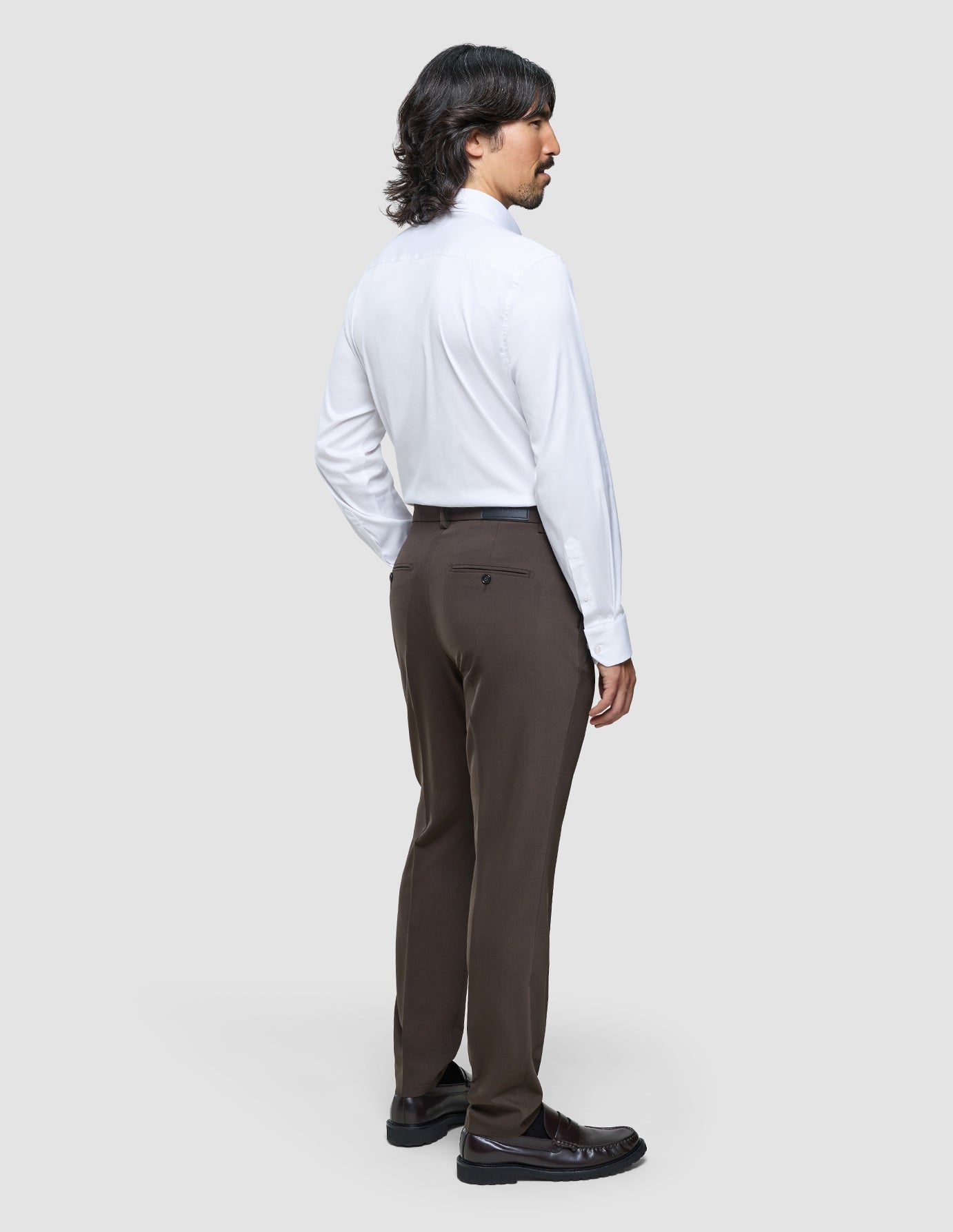 Tech Wool Suit Pants Slim Cocoa Brown